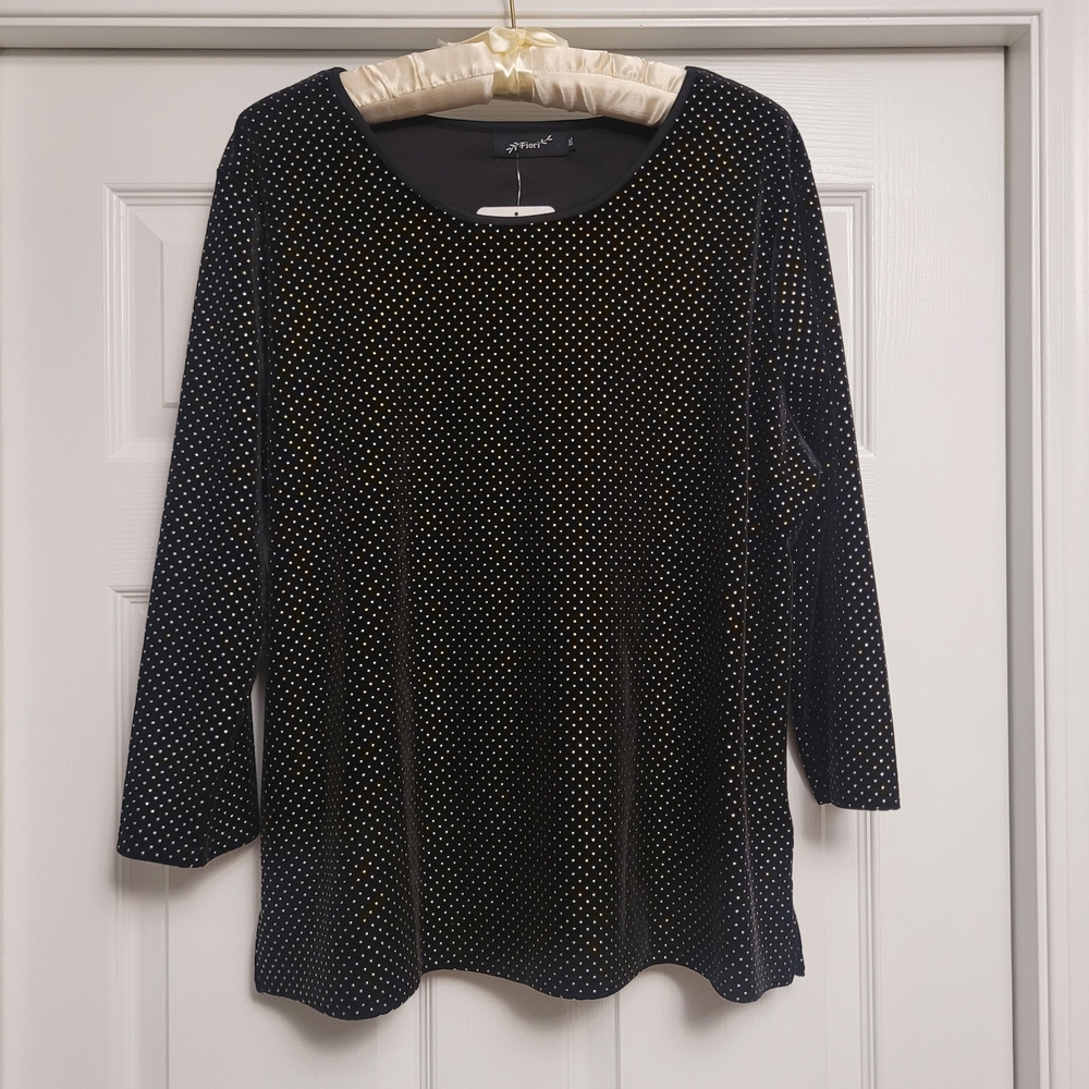 Black and Gold Polka Dot Top